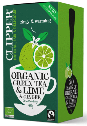 HERBATA ZIELONA Z LIMONKĄ I IMBIREM FAIR TRADE BIO (20 x 2 g) 40 g - CLIPPER (3 szt.)