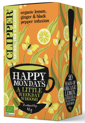 HERBATKA CYTRYNOWA Z IMBIREM I CZARNYM PIEPRZEM (HAPPY MONDAYS) BIO (20 x 2,25 g) 45 g - CLIPPER (3 szt.)