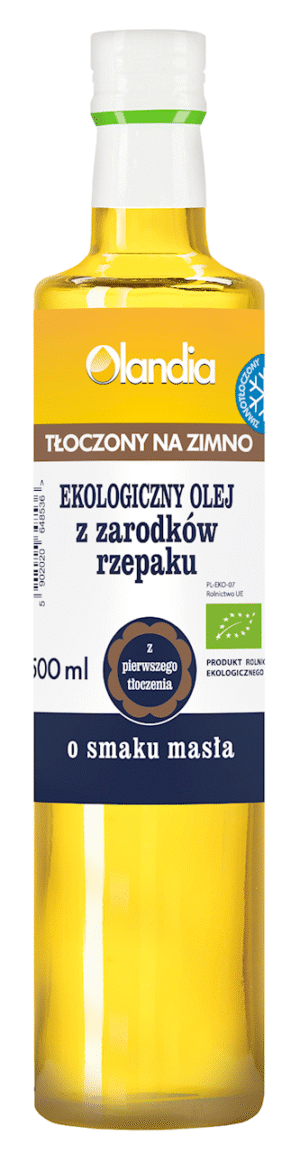 OLEJ Z ZARODKÓW RZEPAKU O SMAKU MASŁA TŁOCZONY NA ZIMNO BIO 500 ml - OLANDIA (2 szt.)