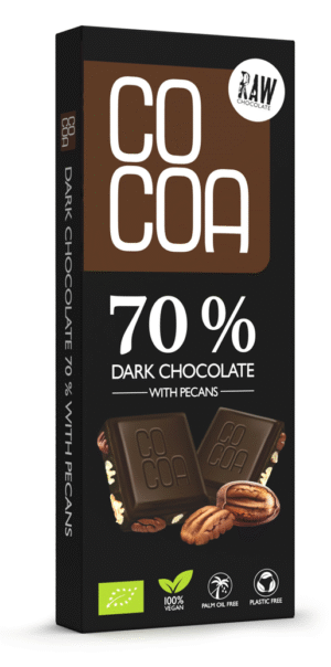 CZEKOLADA CIEMNA 70 % Z ORZECHAMI PEKAN BIO 40 g - COCOA (4 szt.)