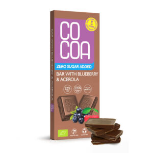 CZEKOLADA JAGODOWA Z WITAMINĄ C Z ACEROLI BEZ DODATKU CUKRÓW BIO 40 g - COCOA (3 szt.)