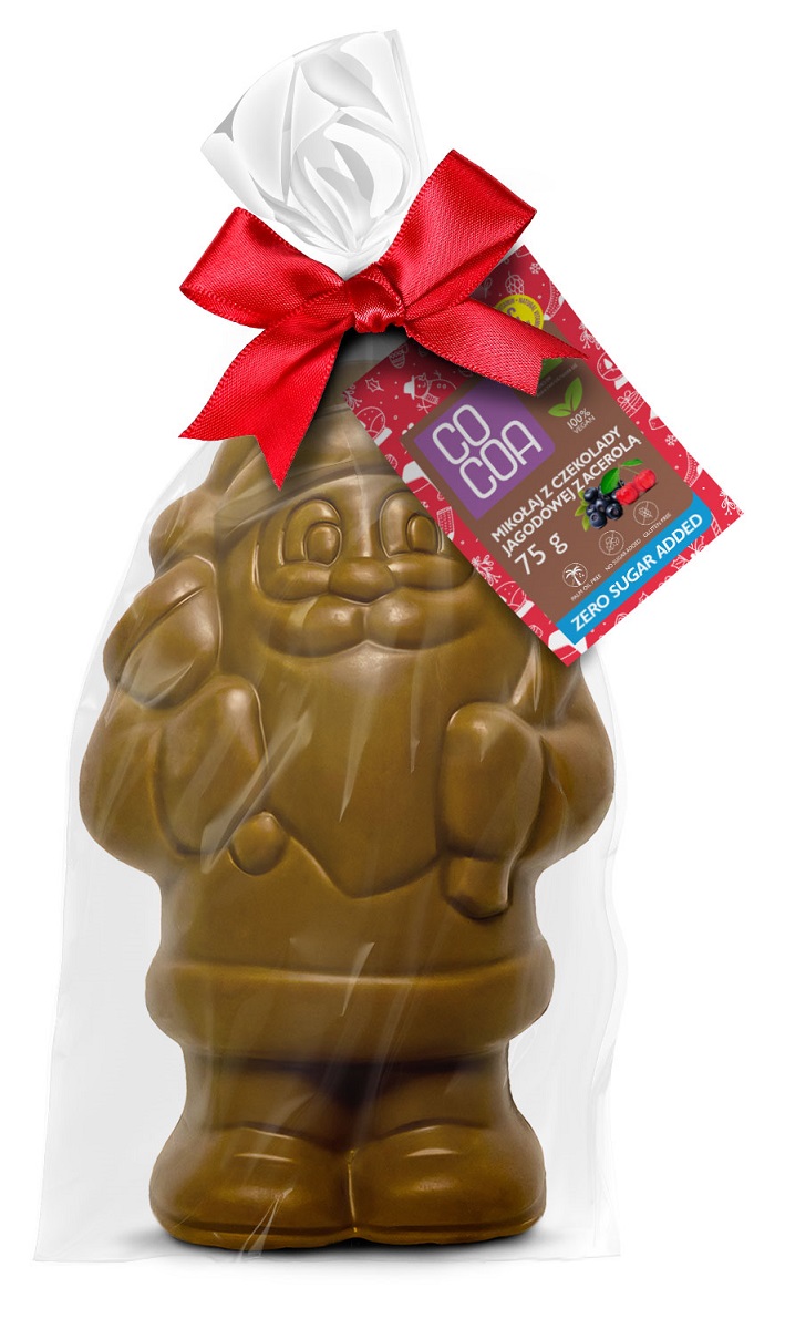MIKOŁAJ Z CZEKOLADY JAGODOWEJ BEZ DODATKU CUKRÓW BIO 75 g - COCOA (PRODUKT SEZONOWY) (2 szt.)