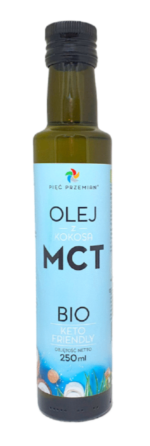 OLEJ KOKOSOWY MCT KETO BEZGLUTENOWY BIO 250 ml - PIĘĆ PRZEMIAN (1 szt.)