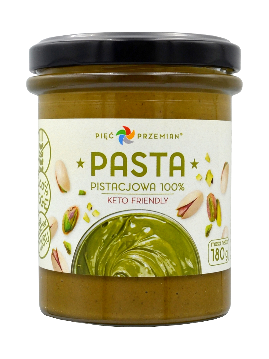 KREM Z PISTACJI PRAŻONYCH 100 % BEZGLUTENOWY 180 g - PIĘĆ PRZEMIAN (1 szt.)