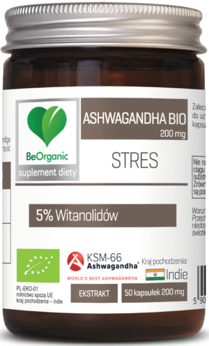 ASHWAGANDHA EKSTRAKT BIO (200 mg) 50 KAPSUŁEK - BE ORGANIC (1 szt.)