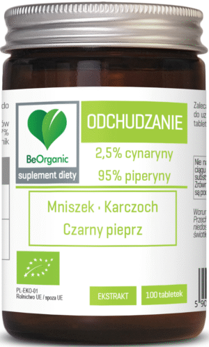TABLETKI WSPOMAGAJĄCE ODCHUDZANIE (MNISZEK, KARCZOCH, CZARNY PIEPRZ) BIO 100 szt. - BE ORGANIC (1 szt.)
