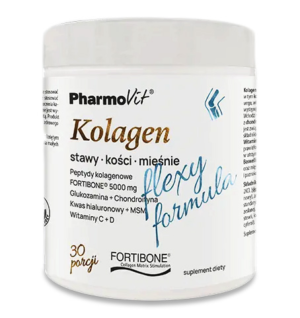KOLAGEN O SMAKU BANANOWYM FLEXY FORMULA BEZGLUTENOWY W PROSZKU 196 g - PHARMOVIT (1 szt.)