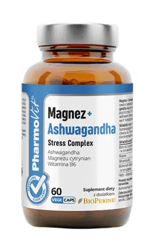 MAGNEZ + ASHWAGANDHA STRESS COMPLEX BEZGLUTENOWE 60 KAPSUŁEK - PHARMOVIT (CLEAN LABEL) (1 szt.)