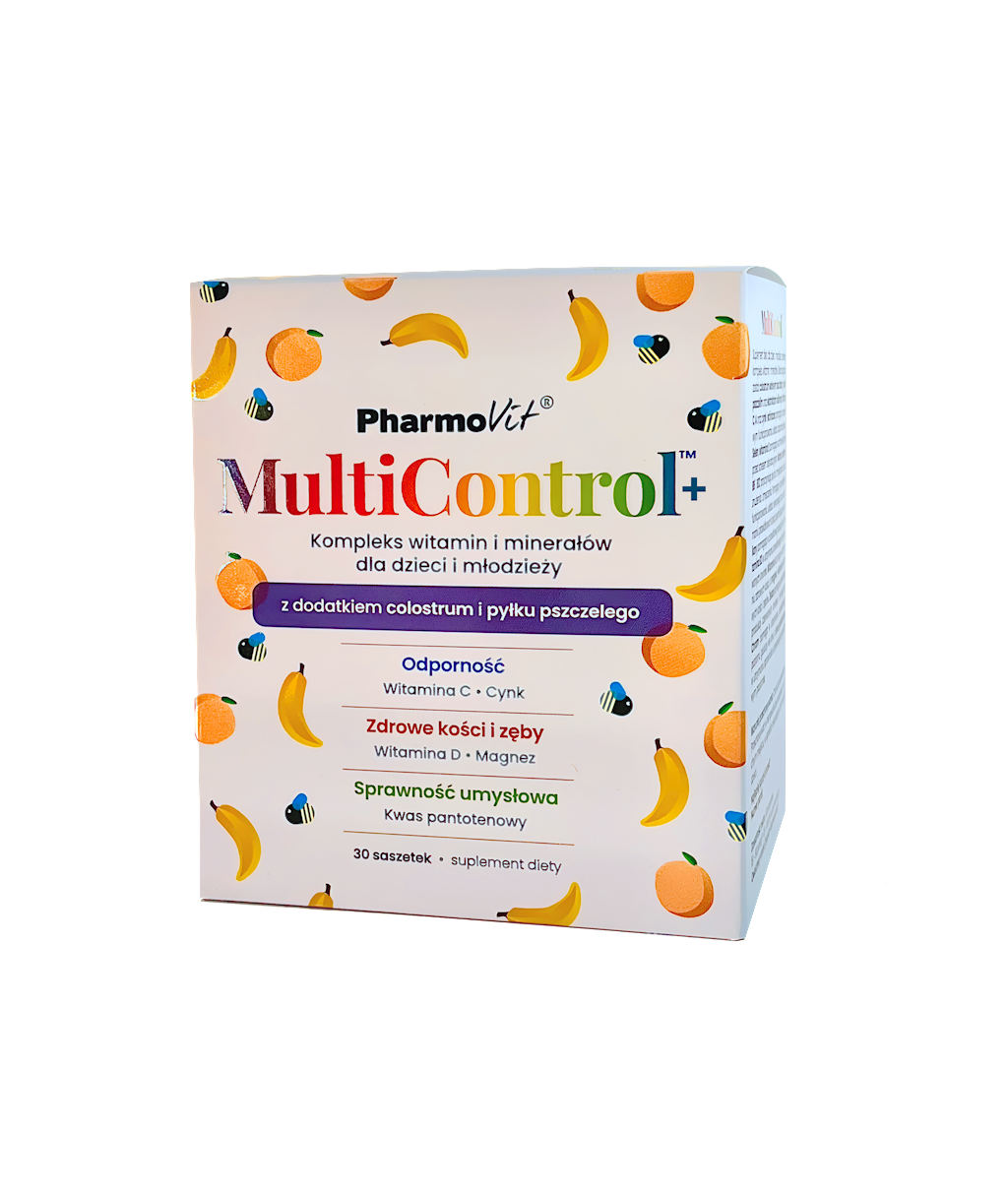 MULTIWITAMINA (MULTICONTROL) DLA DZIECI I MŁODZIEŻY BEZGLUTENOWA 30 SASZETEK - PHARMOVIT (1 szt.)