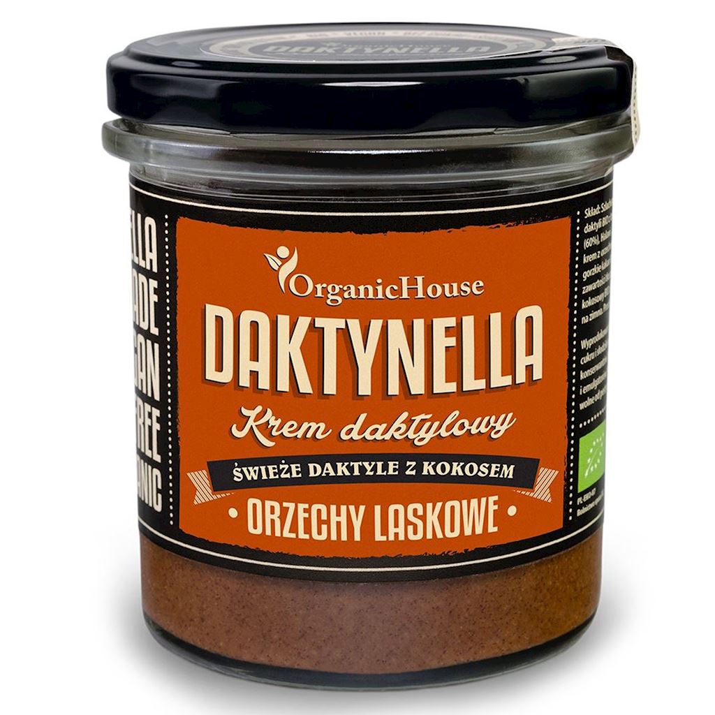 KREM KOKOS - DAKTYLE MEDJOOL - ORZECHY LASKOWE BEZGLUTENOWY BIO 280 g - ORGANICHOUSE (DAKTYNELLA) (1 szt.)
