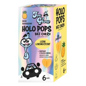 LIZAK SERCE HOLO POPS O SMAKU ANANASOWYM Z IMBIREM NA OBJAWY LOKOMOCYJNE BEZ CUKRU BEZGLUTENOWY (6 szt.) 36 g - JOE GLOW (4 szt.)