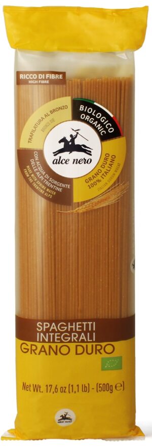MAKARON (SEMOLINOWY RAZOWY) SPAGHETTI BIO 500 g - ALCE NERO (4 szt.)