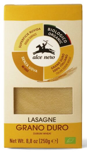 MAKARON (SEMOLINOWY) LASAGNE BIO 250 g - ALCE NERO (4 szt.)