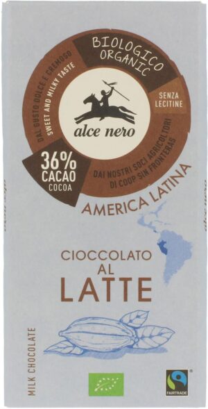 CZEKOLADA MLECZNA FAIR TRADE BIO 100 g - ALCE NERO (2 szt.)