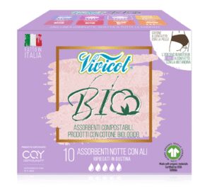 PODPASKI HIGIENICZNE ZE SKRZYDEŁKAMI NA NOC ECO 10 szt. - VIVICOT (2 szt.)