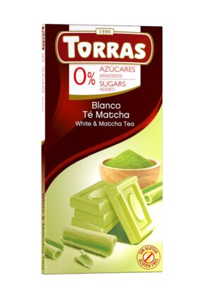 CZEKOLADA BIAŁA Z HERBATĄ MATCHA BEZ DODATKU CUKRÓW BEZGLUTENOWA 75 g - TORRAS (3 szt.)