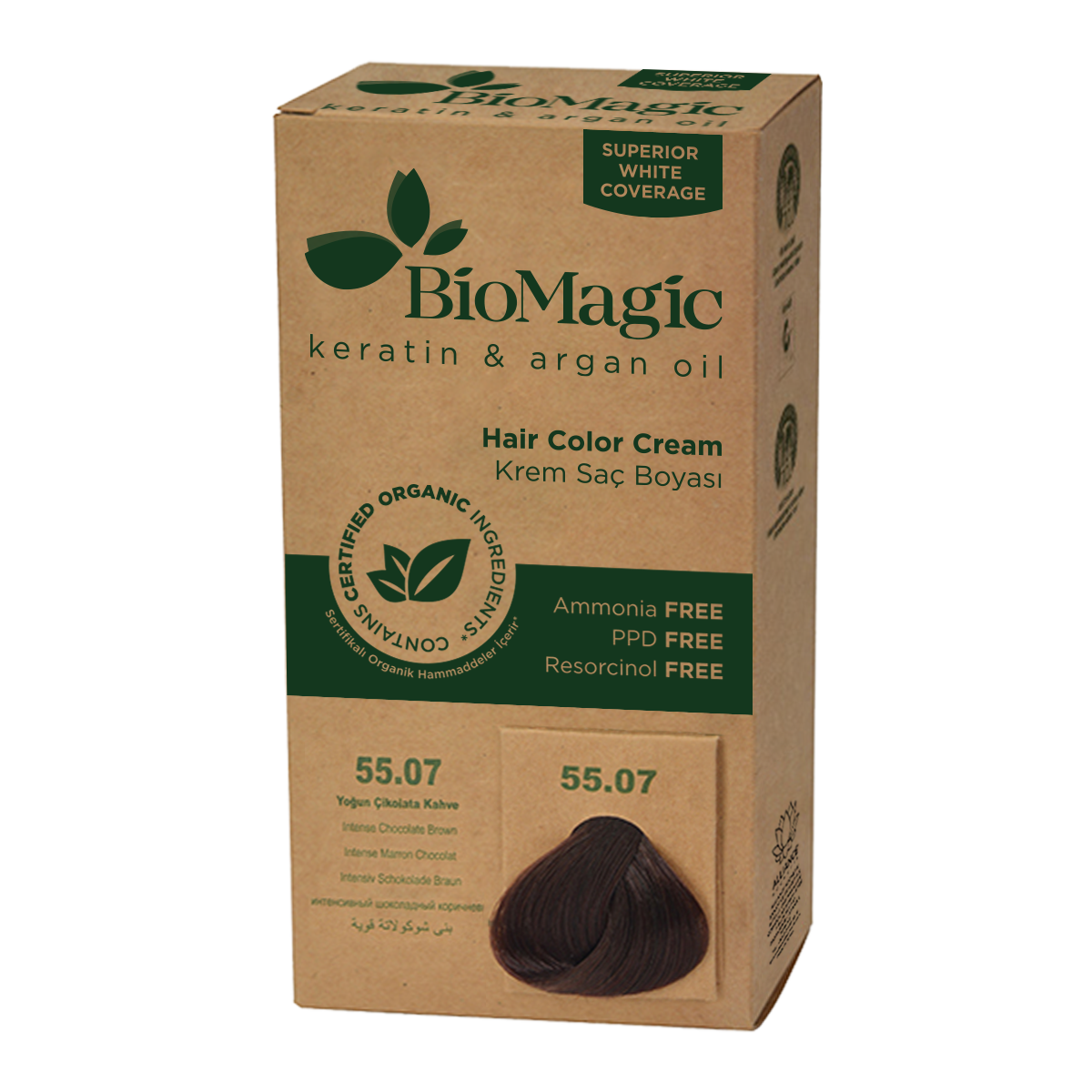 FARBA DO WŁOSÓW CIEMNY CZEKOLADOWY BRĄZ (55.07) 250 g - BIOMAGIC (2 szt.)
