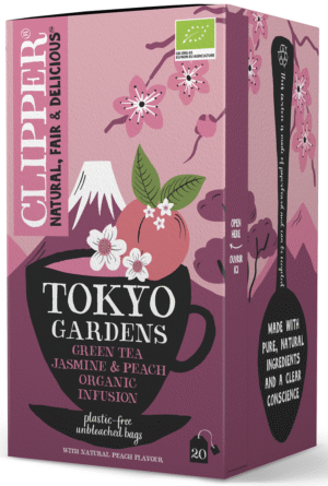 HERBATA ZIELONA JAŚMINOWA O SMAKU BRZOSKWINIOWYM (TOKYO GARDENS) BIO (20 x 2 g) 40 g - CLIPPER (2 szt.)
