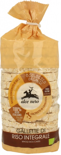 WAFLE RYŻOWE PEŁNOZIARNISTE BEZGLUTENOWE BIO 100 g - ALCE NERO (4 szt.)