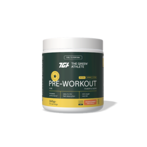 PRE-WORKOUT O SMAKU POMARAŃCZY I MANGO BEZGLUTENOWA 345 g - THE GREEN ATHLETE (1 szt.)