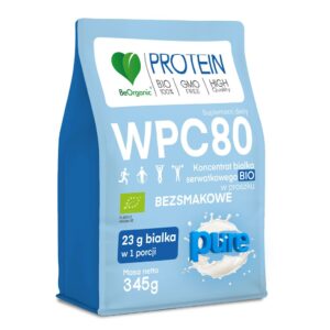 BIAŁKO SERWATKOWE NATURALNE (KONCENTRAT WPC 80) BEZ DODATKU CUKRÓW BIO 345 g - BE ORGANIC (1 szt.)