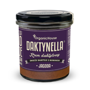 KREM KOKOS - DAKTYLE MEDJOOL - JAGODA BEZGLUTENOWY BIO 280 g - ORGANICHOUSE (DAKTYNELLA) (1 szt.)