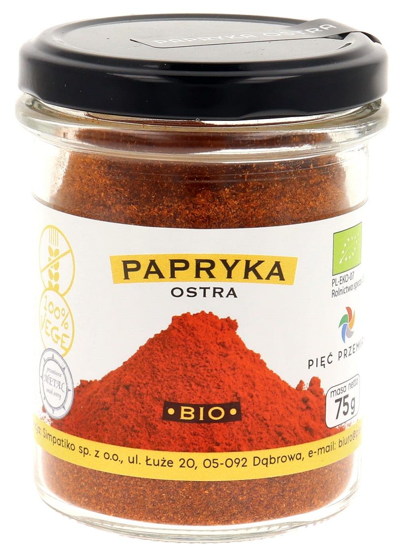 PAPRYKA OSTRA MIELONA BEZGLUTENOWA BIO 75 g - PIĘĆ PRZEMIAN (3 szt.)