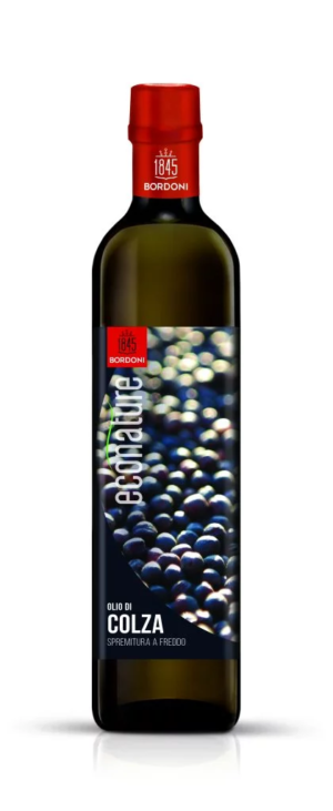 OLEJ RZEPAKOWY (Z PRAŻONYCH NASION) TŁOCZONY NA ZIMNO BIO 500 ml - BORDONI (1 szt.)