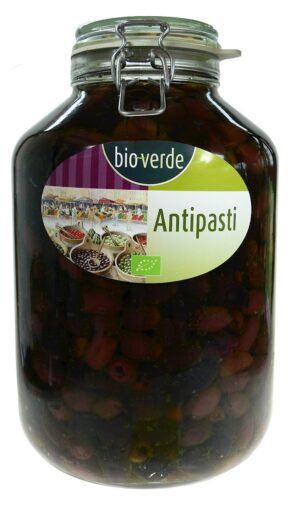 OLIWKI CZARNE KALAMATA BEZ PESTEK Z ZIOŁAMI W OLEJU BIO 4,55 kg (SŁOIK) - BIO-VERDE (1 szt.)