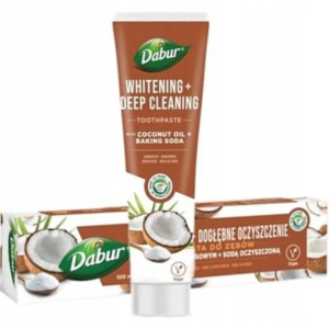 PASTA DO ZĘBÓW WYBIELAJĄCA Z OLEJEM KOKOSOWYM I SODĄ OCZYSZCZONĄ BEZ FLUORU 100 ml - DABUR (2 szt.)