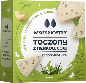 WEGAŃSKA ALTERNATYWA SERA Z ORZECHÓW NERKOWCA ZE SZCZYPIORKIEM BEZGLUTENOWA 140 g - WEGE SIOSTRY (2 szt.)
