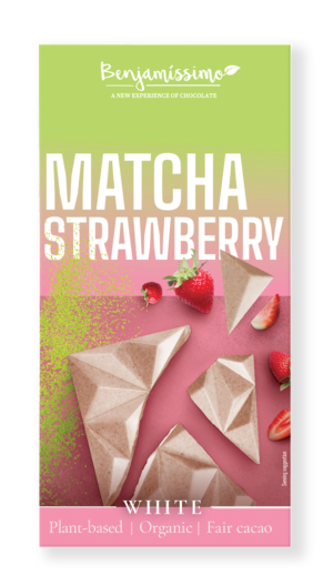 TABLICZKA KAKAOWA HERBATA MATCHA - TRUSKAWKA BEZGLUTENOWA BIO 60 g - BENJAMISSIMO (2 szt.)