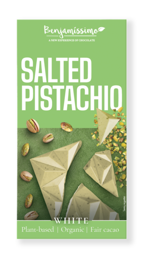 TABLICZKA KAKAOWA PISTACJE - SÓL HIMALAJSKA BEZGLUTENOWA BIO 60 g - BENJAMISSIMO (2 szt.)