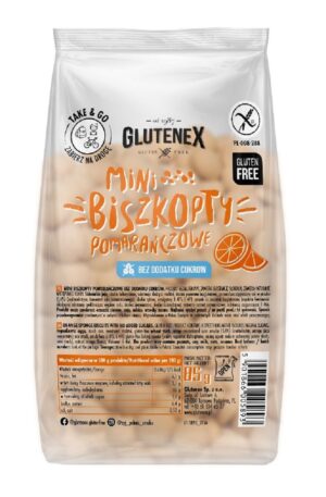 BISZKOPTY MINI POMARAŃCZOWE BEZ DODATKU CUKRÓW BEZGLUTENOWE 85 g - GLUTENEX (3 szt.)
