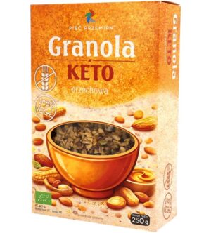 GRANOLA ORZECHOWA BEZ DODATKU CUKRÓW BEZGLUTENOWA KETO BIO 250 g - PIĘĆ PRZEMIAN (2 szt.)