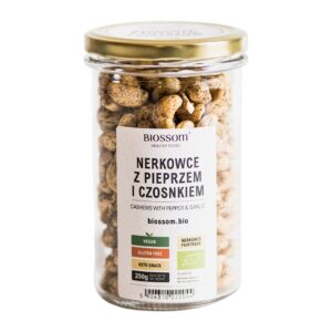 ORZECHY NERKOWCA Z PIEPRZEM I CZOSNKIEM BEZGLUTENOWE FAIR TRADE BIO 250 g - BIOSSOM (1 szt.)