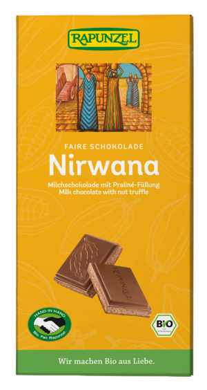 CZEKOLADA MLECZNA Z NADZIENIEM PRALINOWYM NIRWANA BIO 100 g - RAPUNZEL (2 szt.)