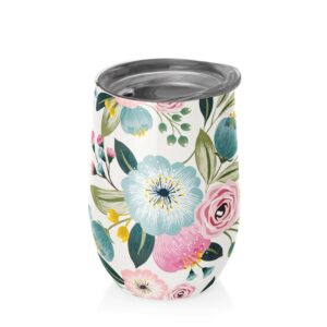 KUBEK TERMICZNY Z POKRYWKĄ PASTELOWE KWIATY 420 ml - CHIC-MIC (1 szt.)