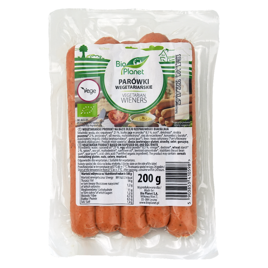 PARÓWKI WEGETARIAŃSKIE BIO 200 g - BIO PLANET (1 szt.)