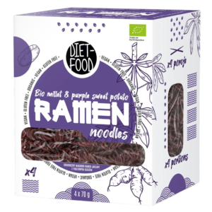 MAKARON (JAGLANO - RYŻOWY Z BATATEM FIOLETOWYM) RAMEN BEZGLUTENOWY BIO 280 g - DIET-FOOD (2 szt.)