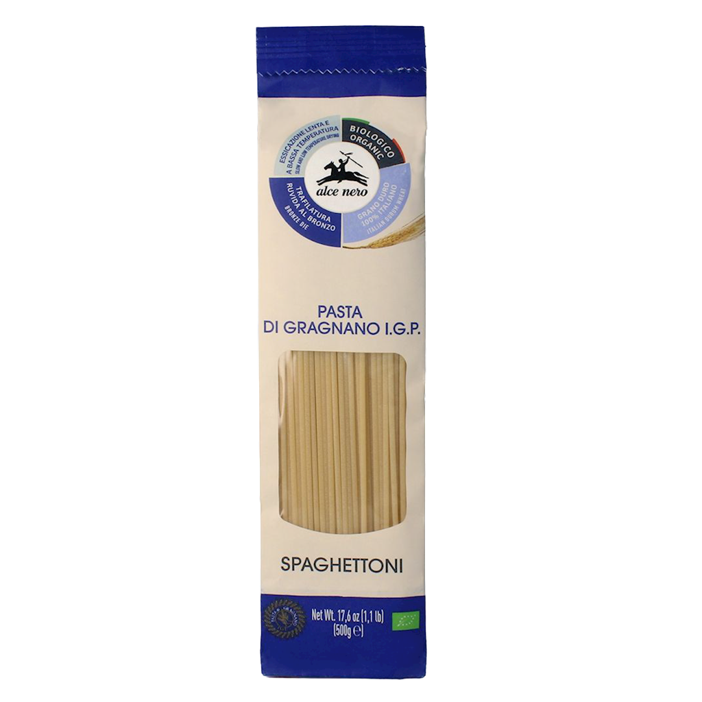 MAKARON (SEMOLINOWY - PASTA DI GRAGNANO) SPAGHETTONI BIO 500 g - ALCE NERO (2 szt.)